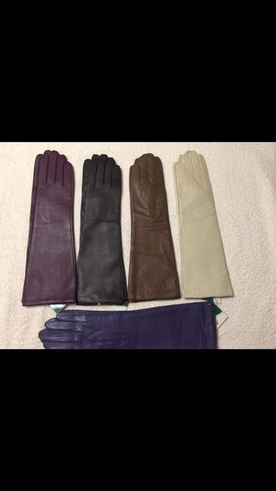 NOWE długie rękawiczki skórzane