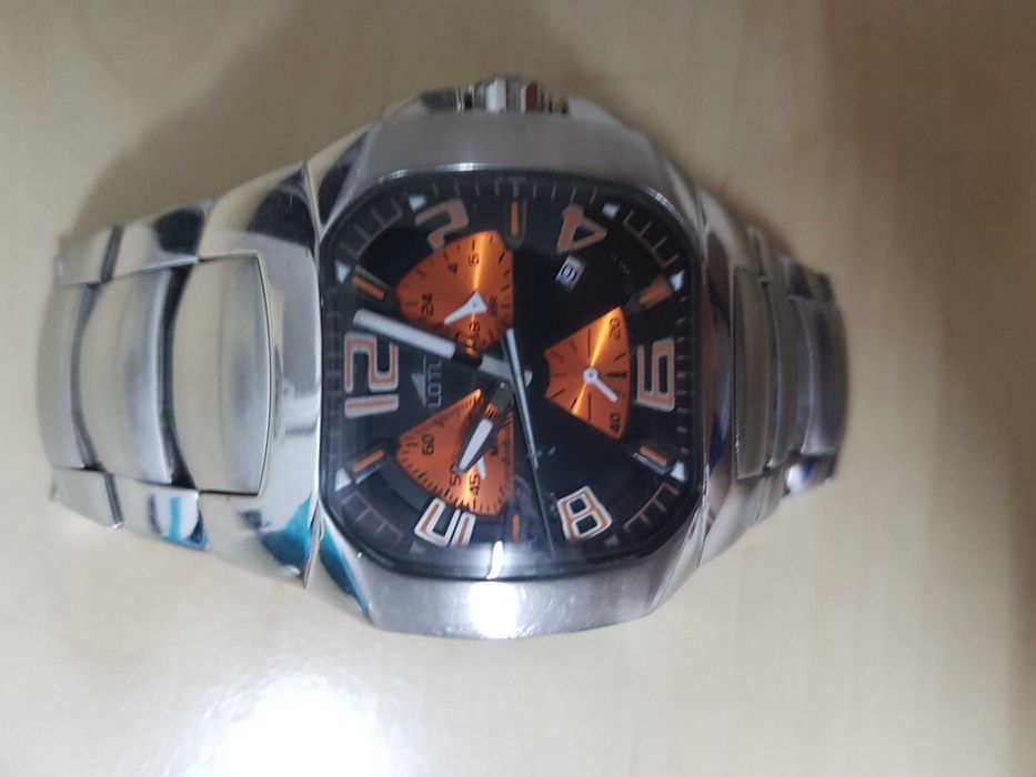 Zegarek nareczny LOTUS Chronograf pomaranczowy 15501 bransoleta ciezki masywny duzy meski damski unisex pomaranczowy pomarancz sr 40mm