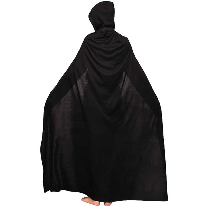 Peleryna z kapturem czarna, dł. 130 cm Halloween Cosplay Karnawał