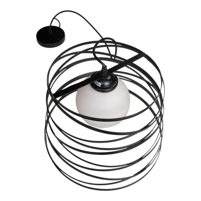 Candeeiro Suspenso Moderno – Aros Circulares em Metal Preto