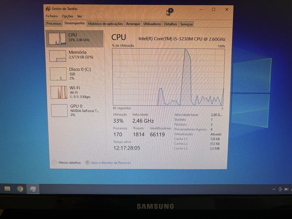 Portatil samsung i5 8gb de memoria disco SSD 250 gb