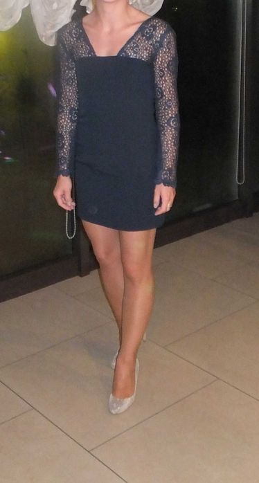 Granatowa sukienka mini, rozm. XS