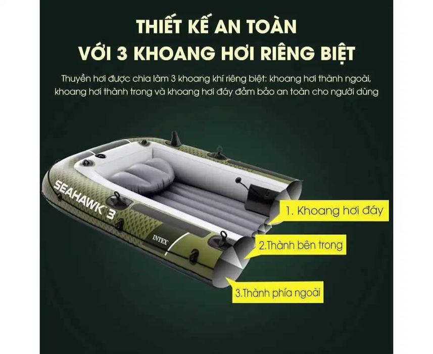 Intex 66332, надувная лодка SEAHAWK 2 Set (68347) 236x114x41см, 2-х