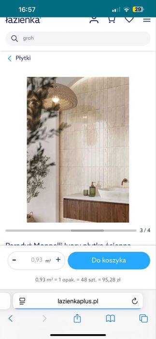 Paradyż Monpelli Ivory płytka ścienna 29,8x6,5 cm