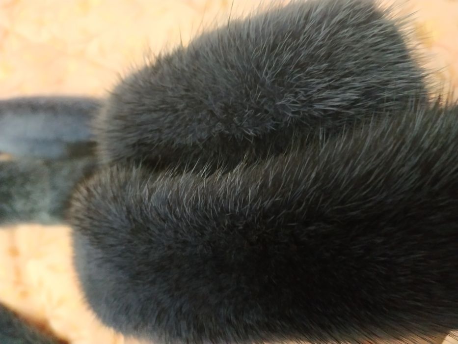 Пояс норковый новый тёмно-синий