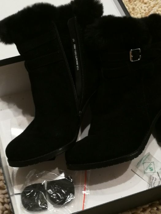 Ботильони braska чорні натур. замш. 37,5 р. зима