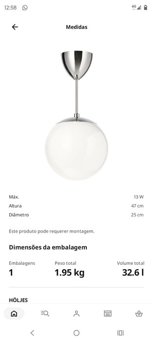 Par de candeeiros teto bola