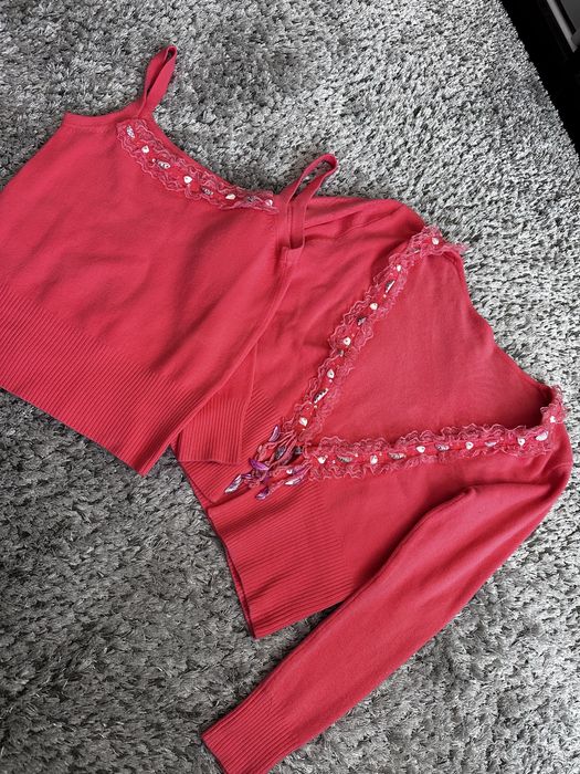 Вінтажний кораловий кардиган