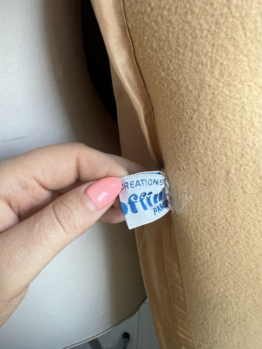 Francuski płaszcz vintage Griffon Paris, beżowy, wełniany retro M