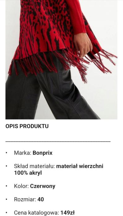 Sweter ponczo 40