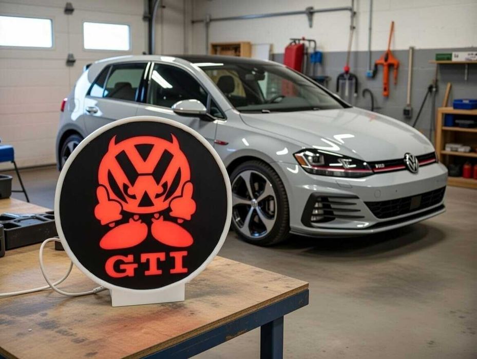 Lightbox luminaria decorativa VW Volkswagen GTI cx branca