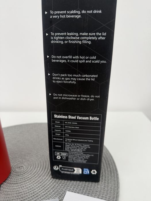 Butelka 1000ml ze stali nierdzewnej bidon HoneyHolly z słomką