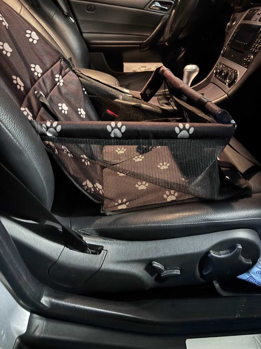 Cesto para trasnporte animais no carro com trela