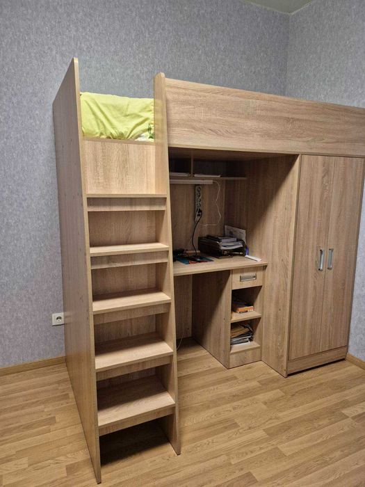 Функціональне підліткове ліжко-дах 3в1: ліжко + шафа + стіл