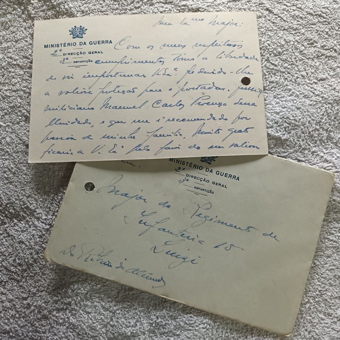 Antigas cartas ministério da guerra