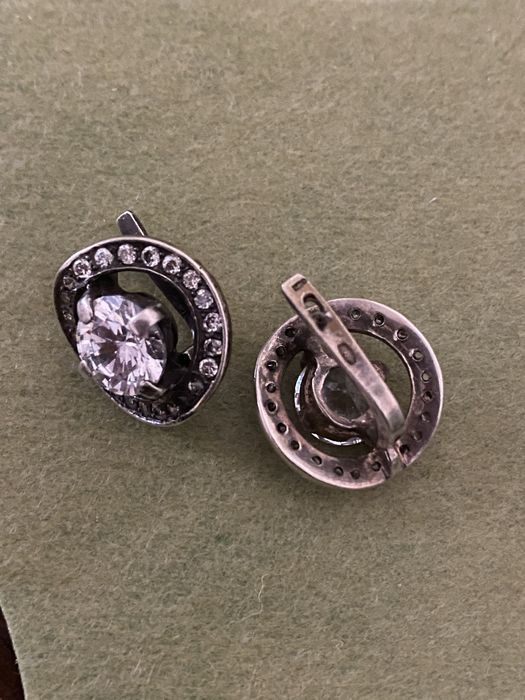 Сережки сріло із каменем