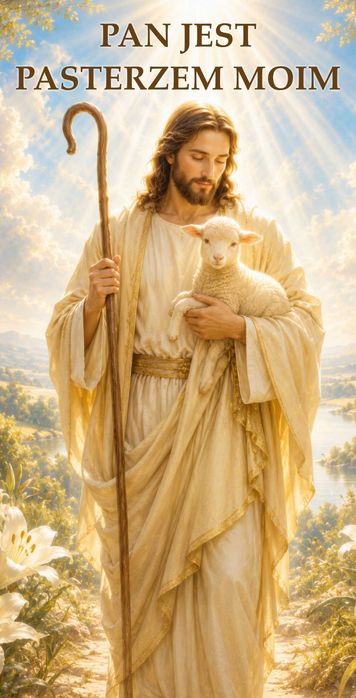 Baner religijny Boże Ciało 200x100 cm Jezus, "Pan jest moim Pasterzem"