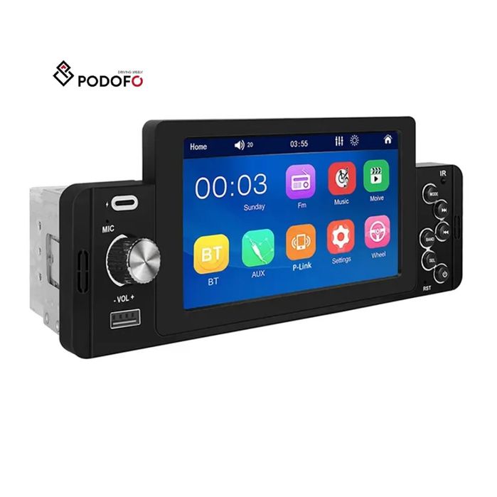 Rádio 1din com Visor 5 polegadas HD Bluetooth MirrorLink Equalizador