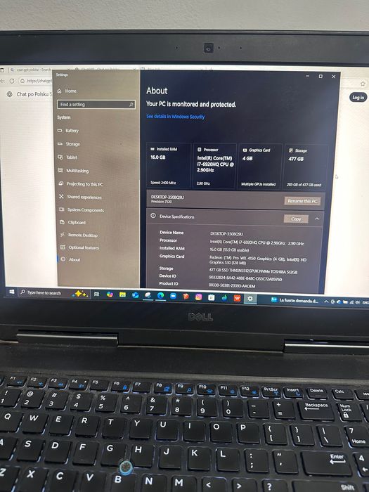 laptop Dell Precision 7520 ekran 17 cali