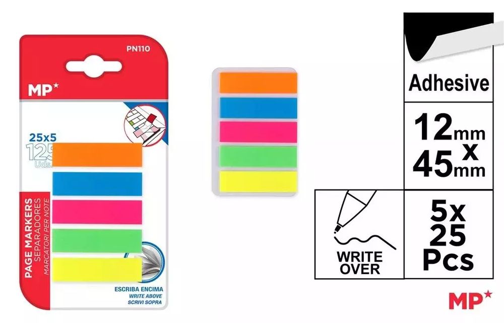 Karteczki indeksujące fluo 45x12mm 5x25K. Nowy Produkt