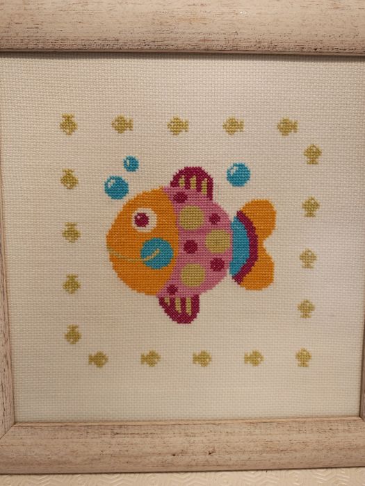 Conjunto de 4 Quadros Decorativos Infantis Ponto de Cruz Artesanal