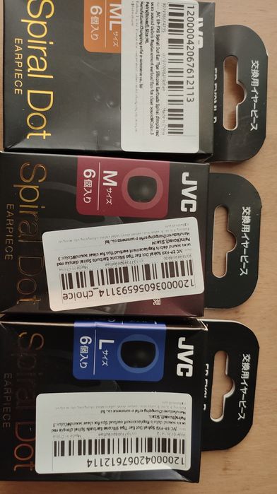 Насадки Амбушюри Jvc spiral dot fx 09 розміри МL, L, MS