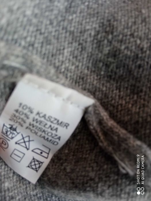 OLIMPIA sweter wełna kaszmir szary melanż 50 52