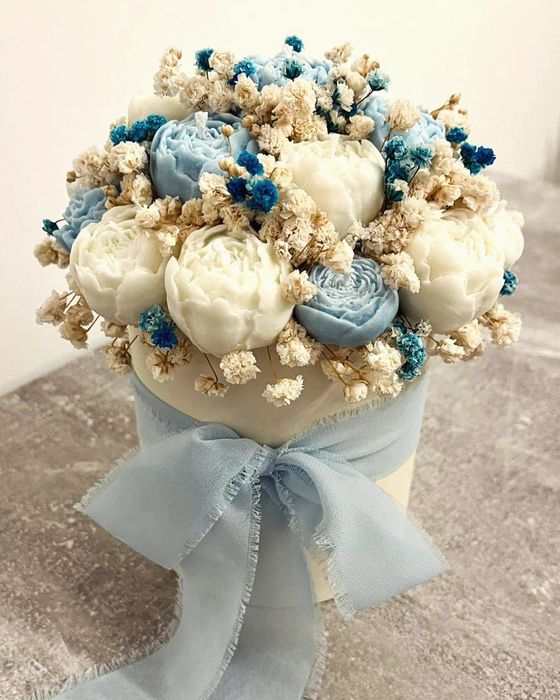 Flower box ze świec sojowych wieczny bukiet