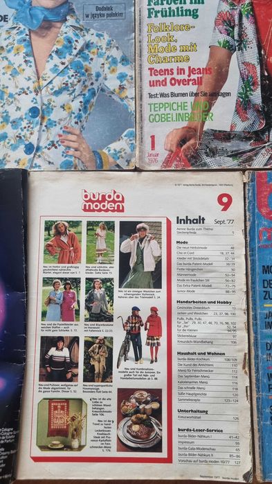 Burdy z lat 1970 z kompletnymi wykrojami
