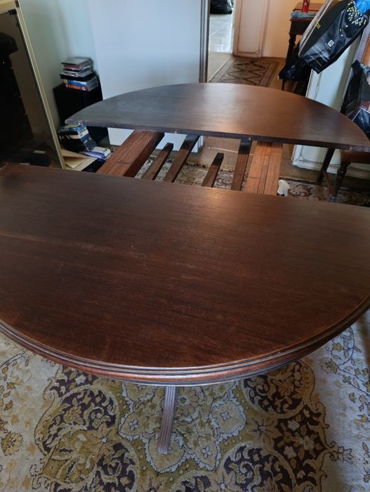 Mesa de jantar redonda - estilo inglês - extensível