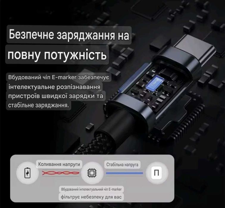кабель Baseus USB-C - USB-C підтримує швидку зарядку потужністю