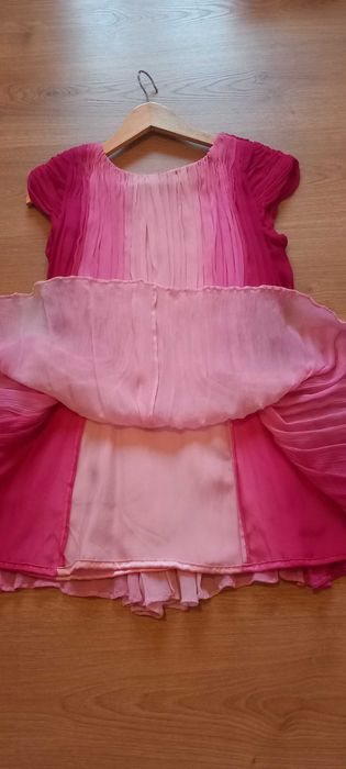 Vestido mini/ túnica ombré em seda rosa design francês T38