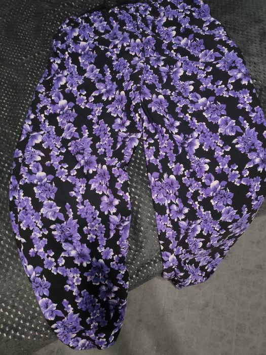 Letnie Spodnie haremki / alladynki kwiaty do 90 cm pas