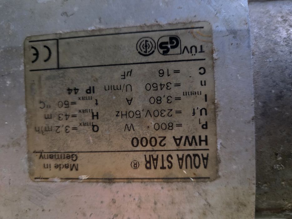 Hydrofor z pompą 50 litrów HWA 2000 moc 800W , automat wodociągowych