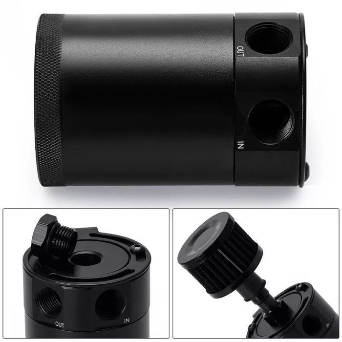 Oil Catch Can Universal + Filtro breather - Preto (mdl3)