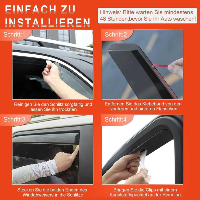 GEARZAAR Deflektor Wiatru Okno Samochodowe Czarny VW Tiguan