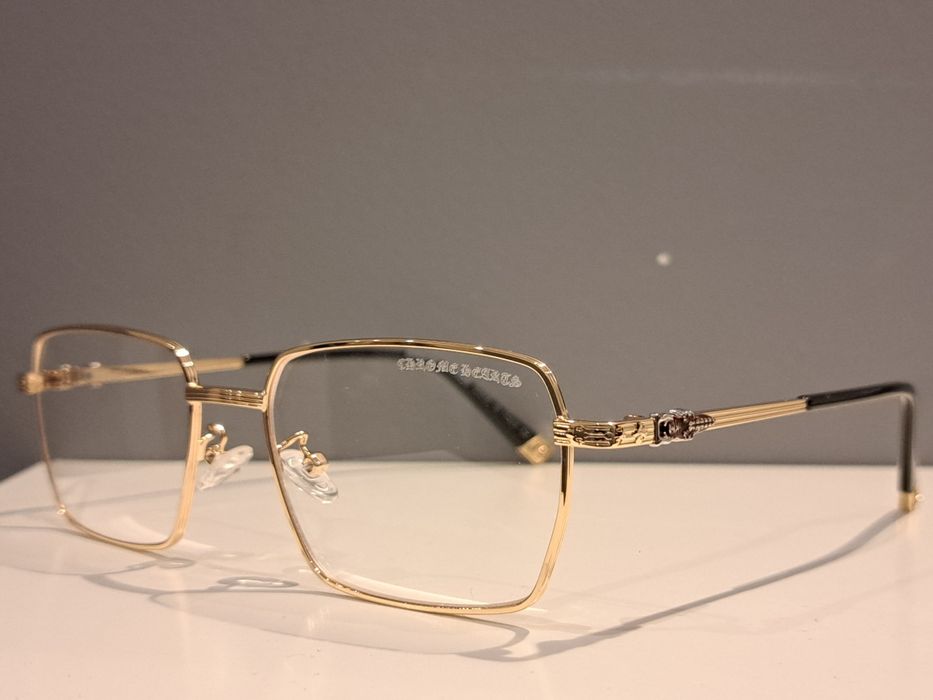 CHROME HEARTS męskie nowe zlote oprawki zerowki
