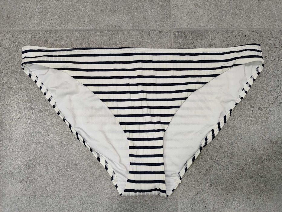 F&F Dół od stroju bikini strój 44 XXL paski biały granat