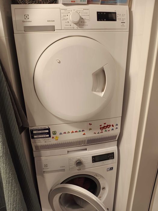 Zestaw Electrolux: pralka + suszarka + łącznik z półką