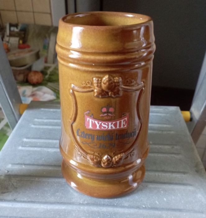 Kufel do piwa Tyskie gliniany