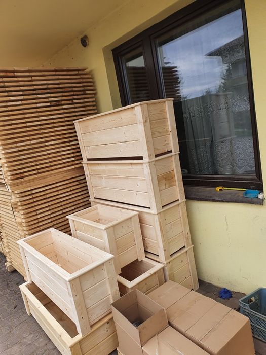 Donica drewniana 120x40x32  Donice industrialne na wymiar