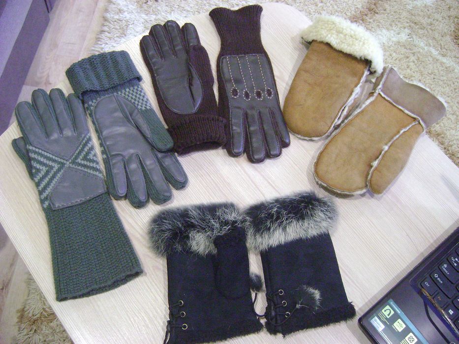 перчатки женские кожаные, варежки из овчины размер 7(М)