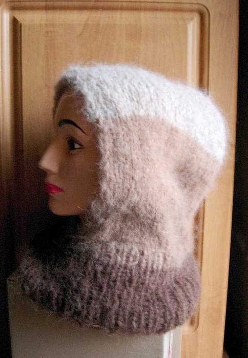 fluffy kaptur balaclava w brązach alpaka długi włos
