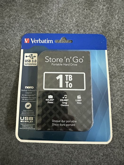 Внешний Жесткий диск HDD Verbatim Store ‘N’ Go 2,5” 1 TB , USB 3.0