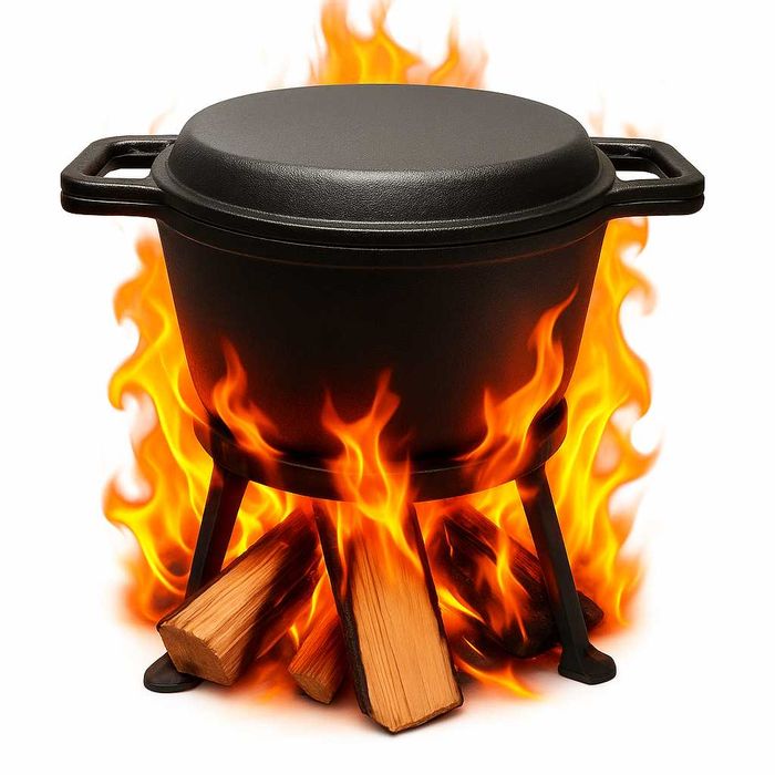 kociołek żeliwny myśliwski patelnia garnek 7l 3w1 ognisko grill