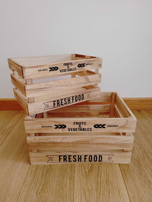 Conjunto 2 caixotes madeira "Fresh Food"