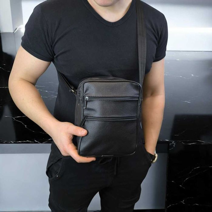 Стильна чоловіча шкіряна сумка через плече, сумка з натуральної шкіри