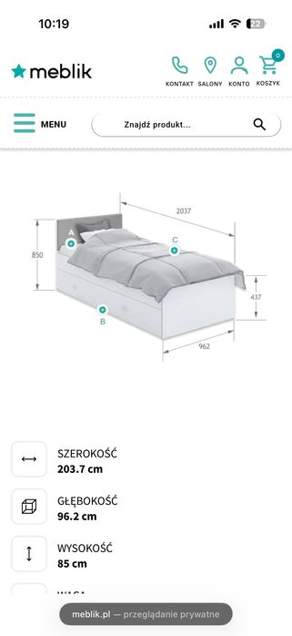 Meblik łóżko młodzieżowe