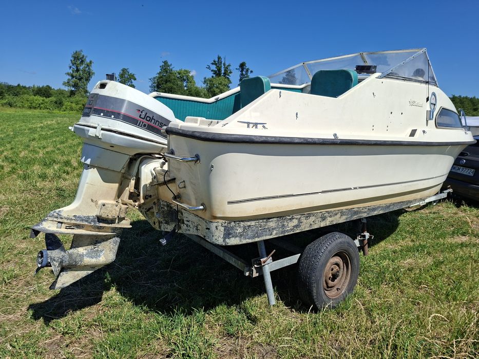 Łódka łódź kabinowa shetland 570 silnik zaburtowy johnson 110 KM