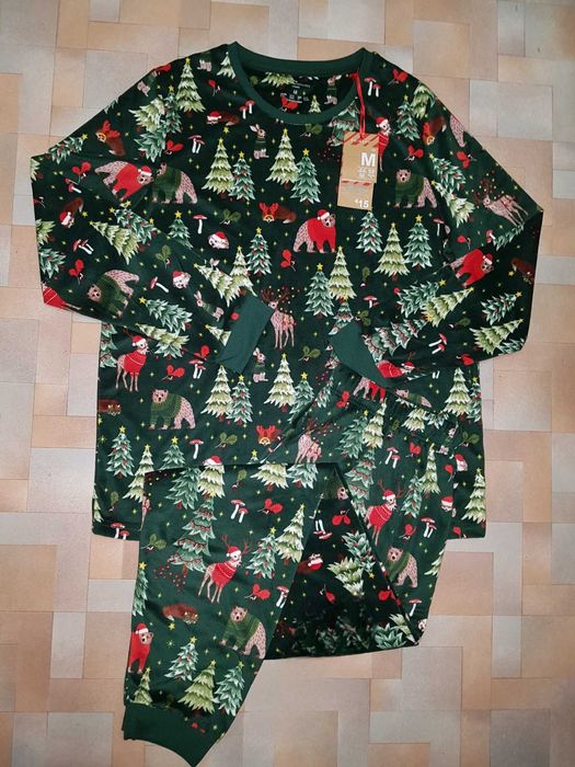 Теплая новогодняя пижама велюр, комплект Primark L размер